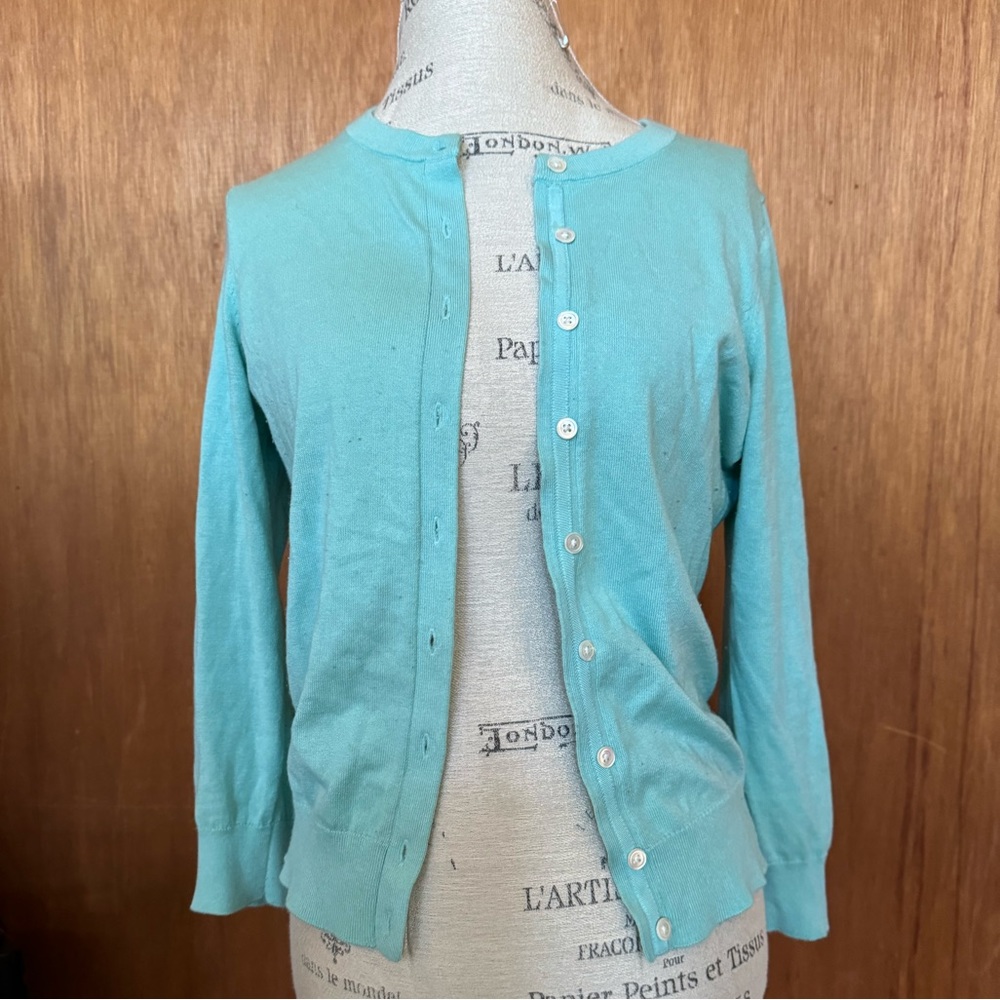 Banana Republic 3/4 length sleeve Anna cardigan in turquoise "Bay Breeze"